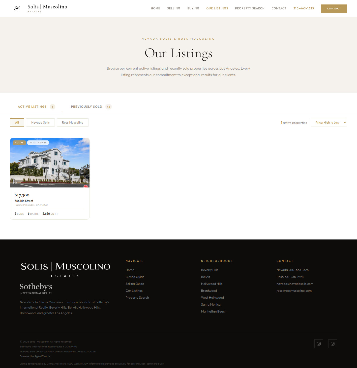 Solis Muscolino our listings page, filtered by Nevada Solis or Ross Muscolino.